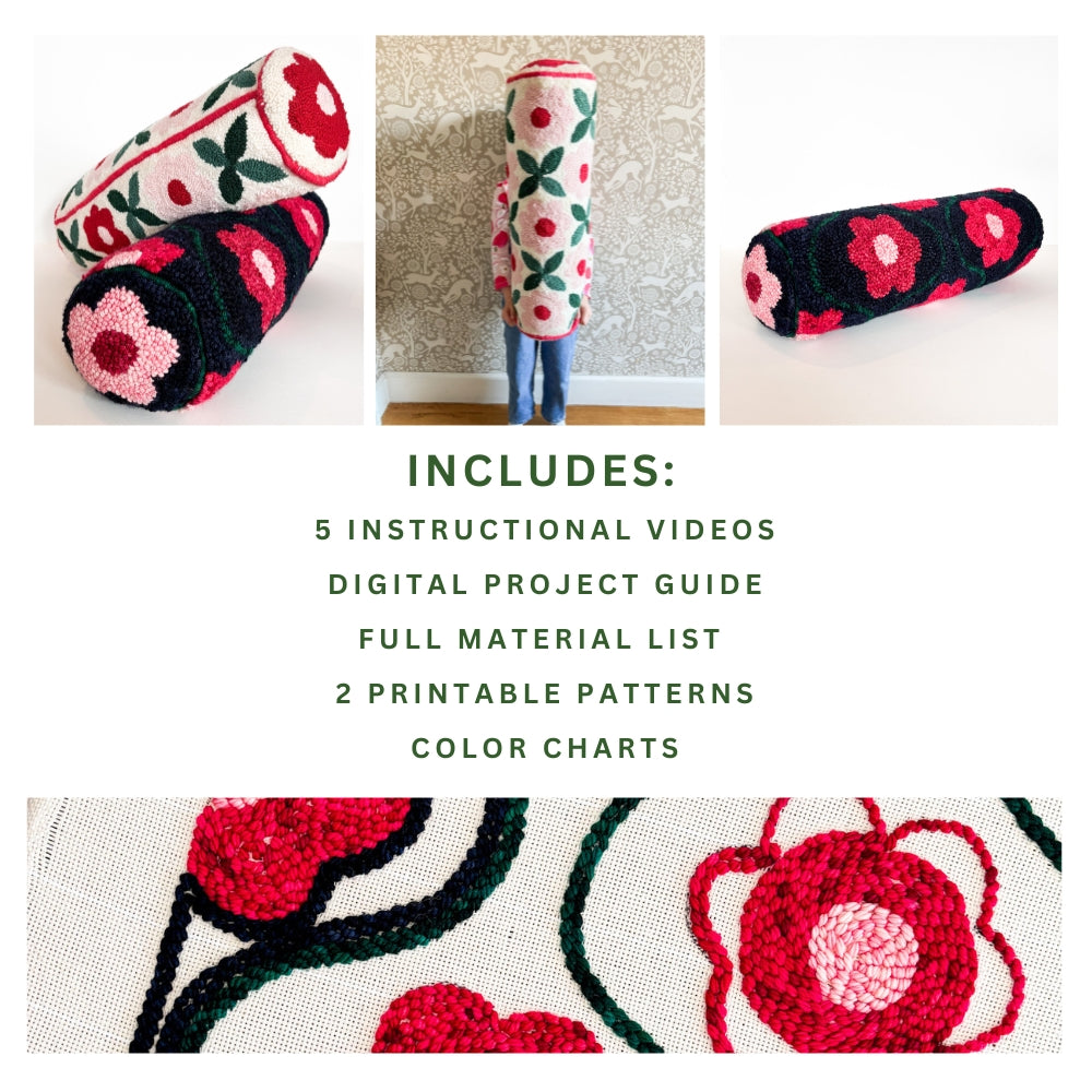 Geometric Floral Bolster Pillow Pillow Digital Pattern