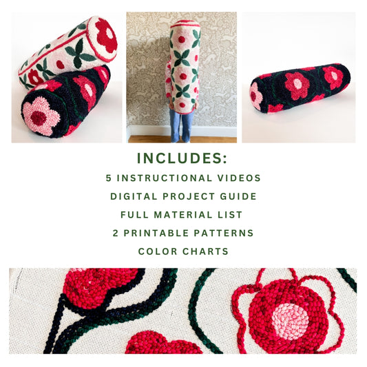 Geometric Floral Bolster Pillow Pillow Digital Pattern