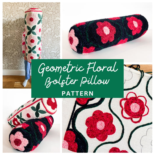 Geometric Floral Bolster Pillow Pillow Digital Pattern