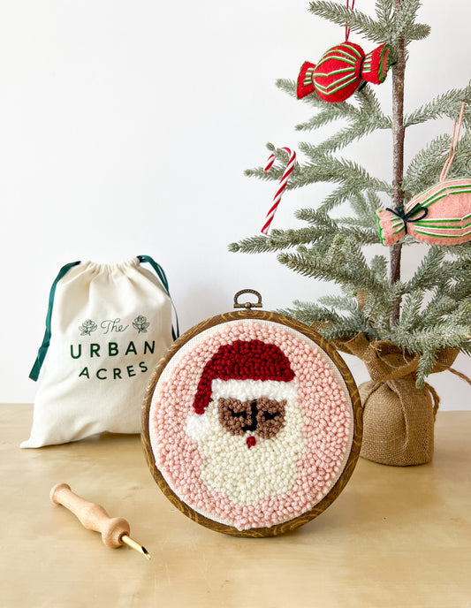 Black Santa Punch Needle Kit