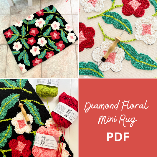 Diamond Floral Mini Rug PDF Pattern