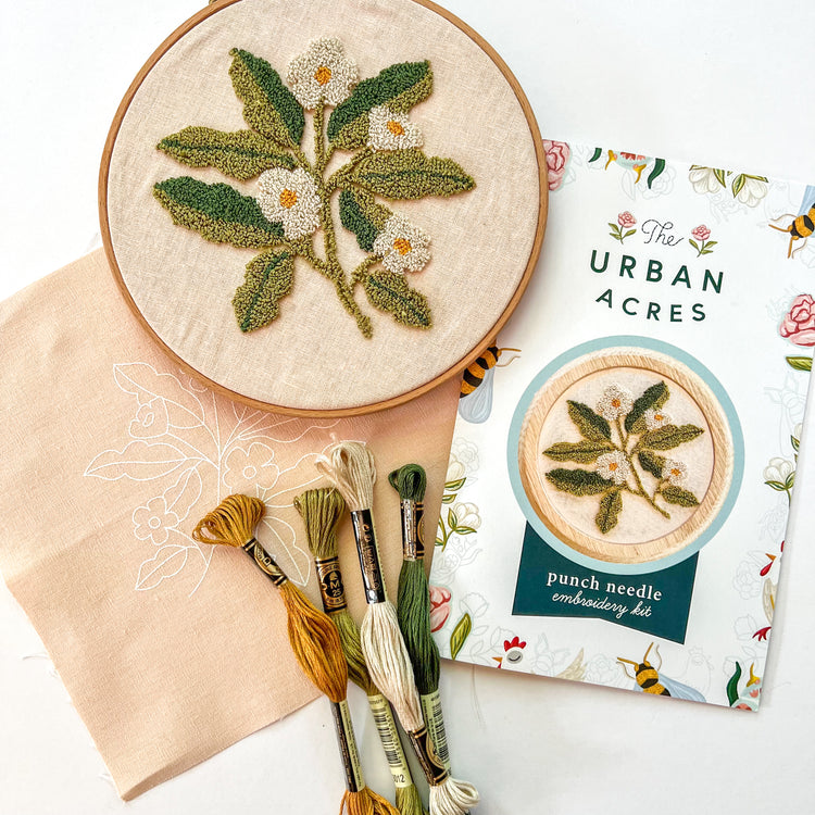 Pink Floral Punch Needle Embroidery Kit
