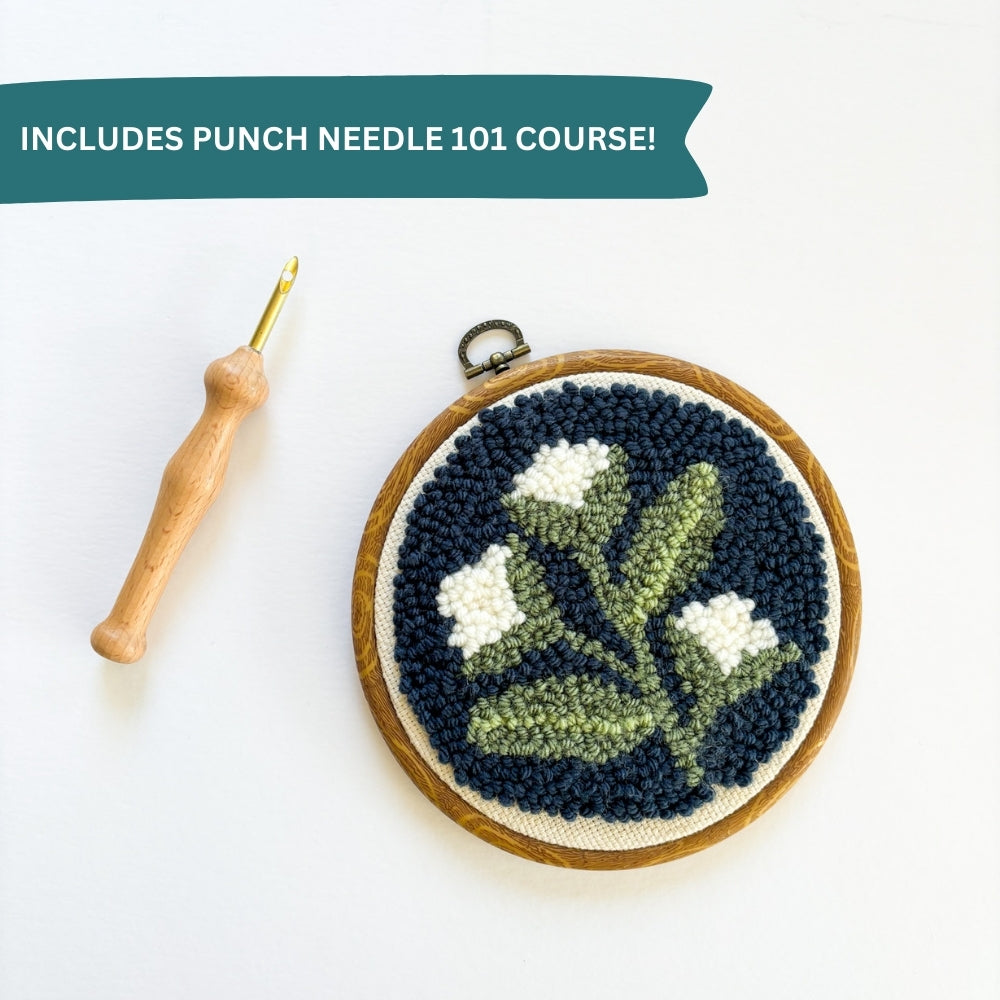 Blue Floral Punch Needle Kit