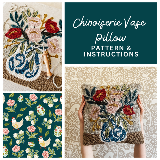 Chinoiserie Vase Pillow Digital Pattern