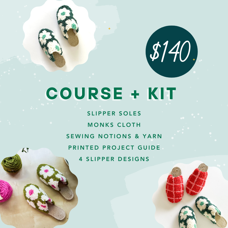 Punch Needle Slipper Course + Kit