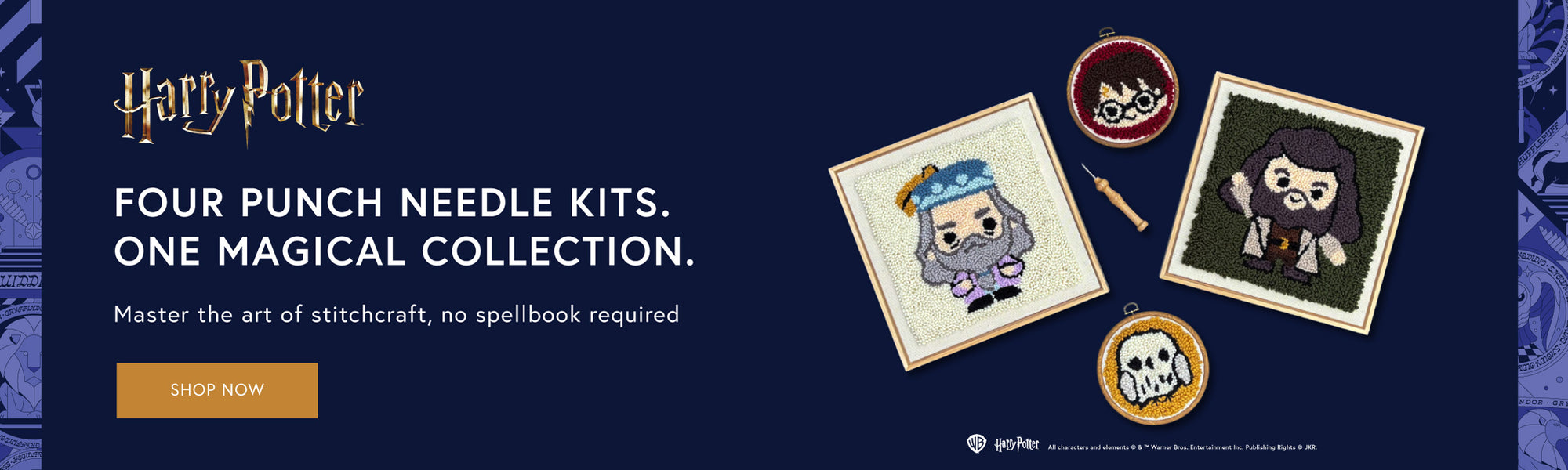 Harry Potter - Four Punch Needle Kits. One Magical Collection. Master the art of stitchcraft, no spellbook required!