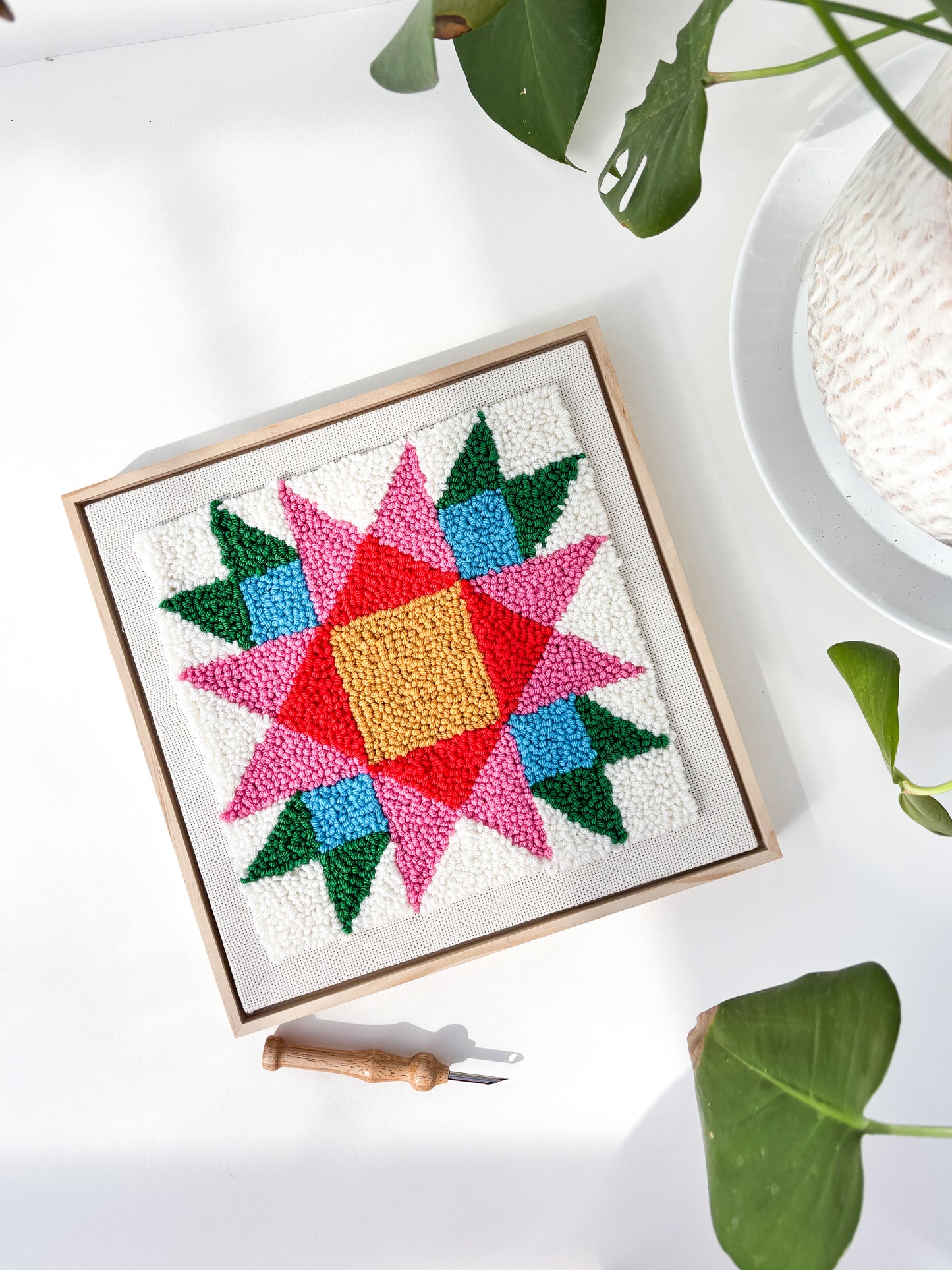 Rainbow Quilt Star Punch Needle Kit