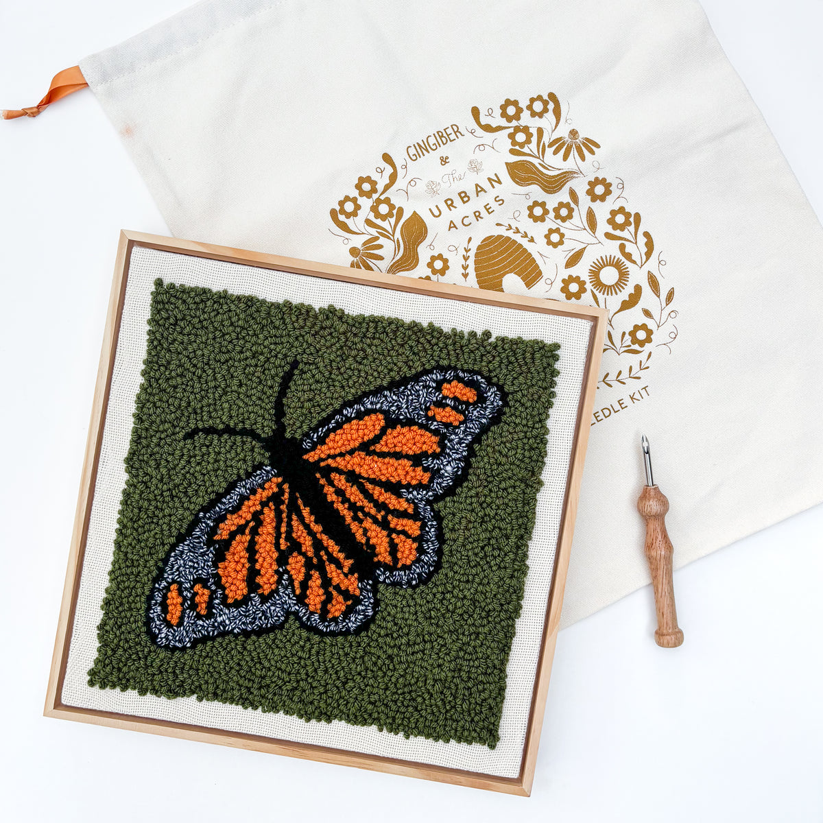 Monarch Punch Needle Kit by Gingiber