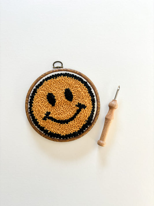 Yellow Smiley Face Punch Needle Kit