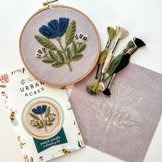 Folk Floral Punch Needle Embroidery Kit